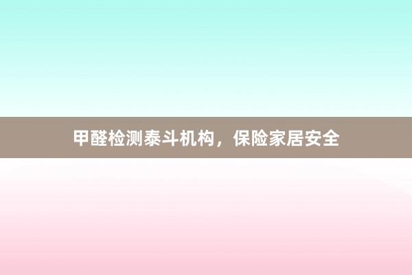 甲醛检测泰斗机构，保险家居安全